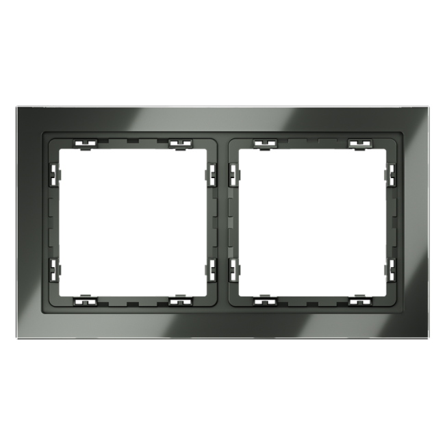Рамка стеклянная VOLTUM S70,  на 2 поста, титан, стекло, VLS110206