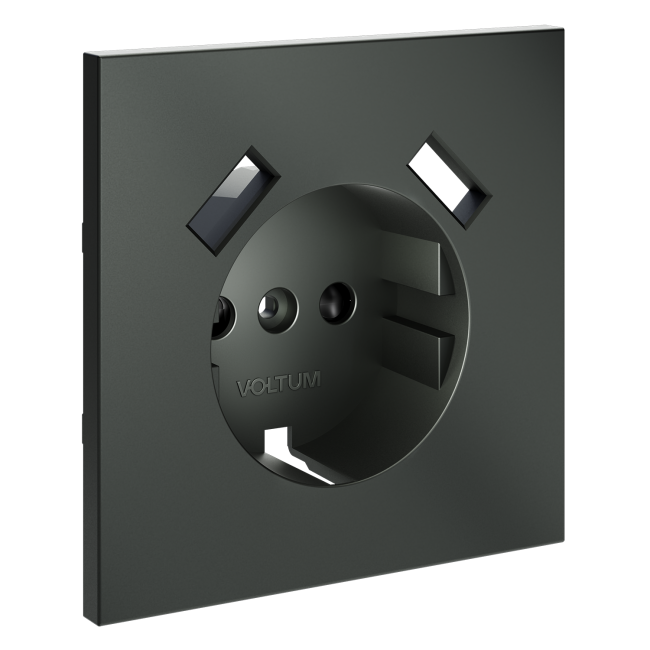 Накладка для розетки с заземлением и защитными шторками, с USB A+A, S70 (титан), VLS000906