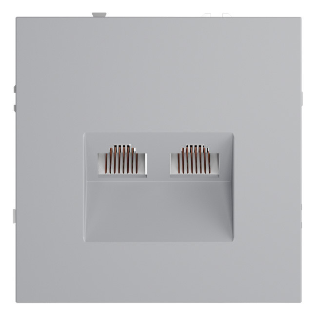 Розетка компьютерная  VOLTUM S70,  двойная RJ45+RJ45 кат.6, серый