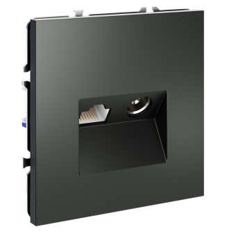 Розетка телевизионная встраиваемая VOLTUM S70 TV+RJ45 кат. 6, (титан), VLS060706