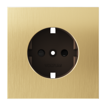 Накладка для розетки с заземлением и защитными шторками, S70 Metal (латунь), VLSM000709