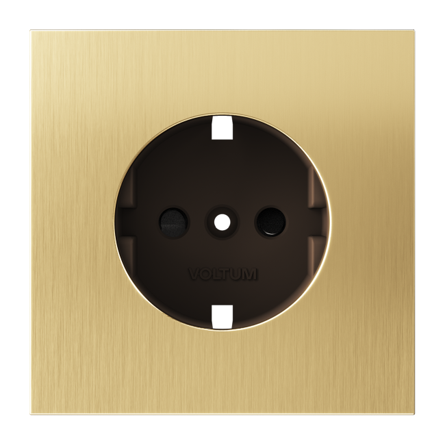 Накладка для розетки с заземлением и защитными шторками, S70 Metal (латунь), VLSM000709