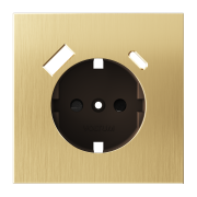 Накладка для розетки с заземлением и защитными шторками, с USB A+C, S70 Metal (латунь). VLSM001009 Накладка для розетки с заземлением и защитными шторками, с USB A+C, S70 Metal (латунь). VLSM001009