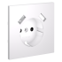 Накладка для розетки с заземлением и защитными шторками, с USB A+A, S70 (белый матовый), VLS000902