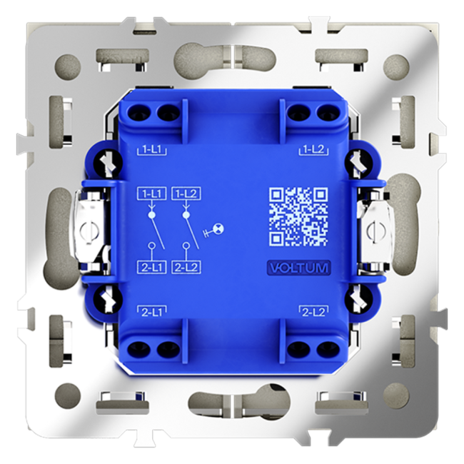 Выключатель  VOLTUM S70,  2-клавишный с подсветкой 10А, сталь, VLS020205
