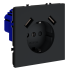 Розетка  VOLTUM S70,  с заземлением и защитными шторками, 16А, с USB, A+A, графит, VLS040407