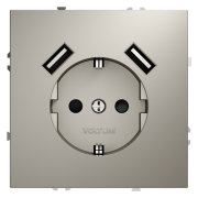 Розетка  VOLTUM S70,  с заземлением и защитными шторками, 16А, с USB, A+A, кашемир, VLS040403