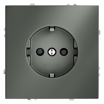 Розетка  VOLTUM S70,  с заземлением и защитными шторками, 16А, титан, VLS040206