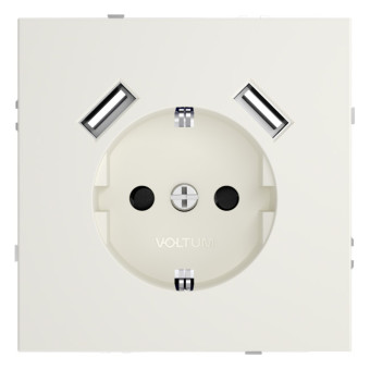 Розетка VOLTUM S70, с заземлением и защитными шторками, 16А, с USB, A+A, хлопок Розетка VOLTUM S70, с заземлением и защитными шторками, 16А, с USB, A+A, хлопок