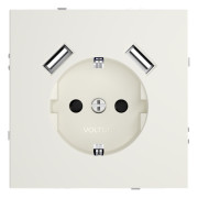 Розетка  VOLTUM S70,  с заземлением и защитными шторками, 16А, с USB, A+A, хлопок