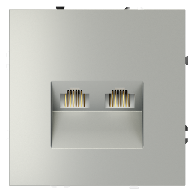 Розетка компьютерная  VOLTUM S70,  двойная RJ45+RJ45 кат.6, сталь, VLS060205