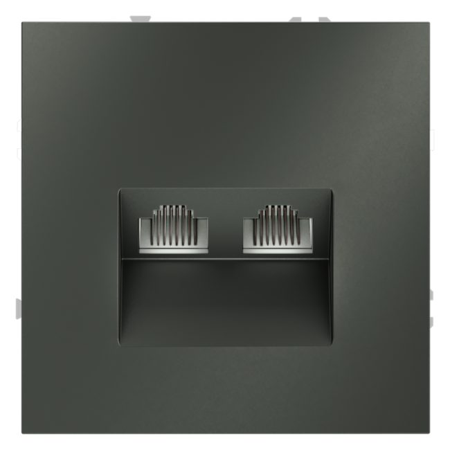 Розетка компьютерная VOLTUM S70, двойная RJ45+RJ45 кат.6, титан, VLS060206 Розетка компьютерная VOLTUM S70, двойная RJ45+RJ45 кат.6, титан, VLS060206