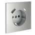 Накладка для розетки с заземлением и защитными шторками, с USB A+C, S70 (сталь), VLS001005