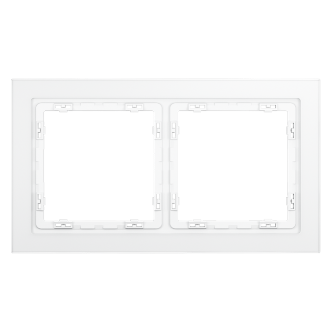 Рамка стеклянная VOLTUM S70,  на 2 поста, белый,матовый,стекло, VLS110202